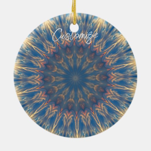 Blue Chakra Kaleidoscope Thunder_Cove Keramisch Ornament (Achterkant)