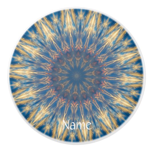 Blue Chakra Kaleidoscope Thunder_Cove Keramische Knop (Voorkant)