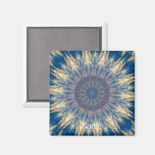 Blue Chakra Kaleidoscope Thunder_Cove Magneet (Voorkant / Achterkant)