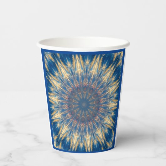 Blue Chakra Kaleidoscope Thunder_Cove Papieren Bekers (Achterkant)