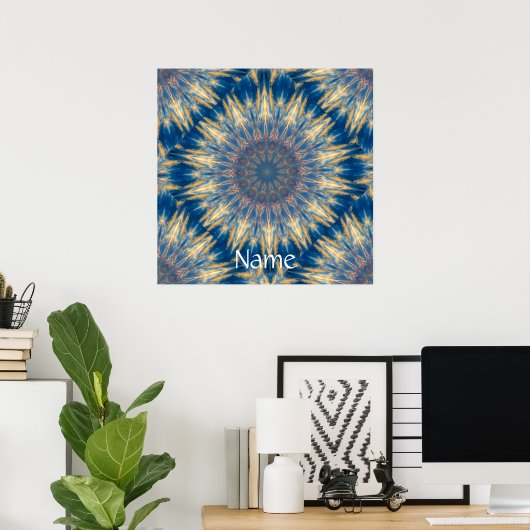 Blue Chakra Kaleidoscope Thunder_Cove Poster (Thuiskantoor)