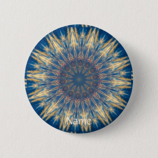 Blue Chakra Kaleidoscope Thunder_Cove Ronde Button 5,7 Cm (Voorkant)