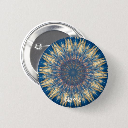 Blue Chakra Kaleidoscope Thunder_Cove Ronde Button 5,7 Cm (Voorkant /achterkant)