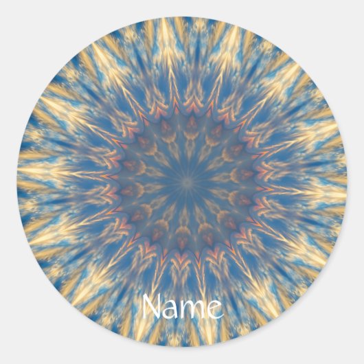 Blue Chakra Kaleidoscope Thunder_Cove Ronde Sticker (Voorkant)