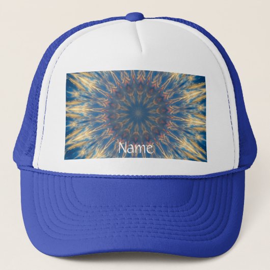 Blue Chakra Kaleidoscope Thunder_Cove Trucker Pet (Voorkant)