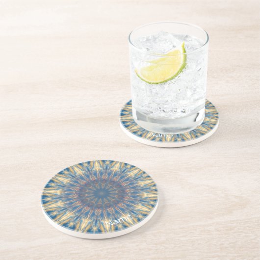 Blue Chakra Kaleidoscope Thunder_Cove Zandsteen Onderzetter (Zijkant)