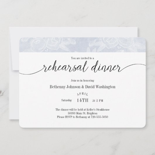 Blue Chalk Rehearsal Dinner Invitation Kaart (Voorkant)