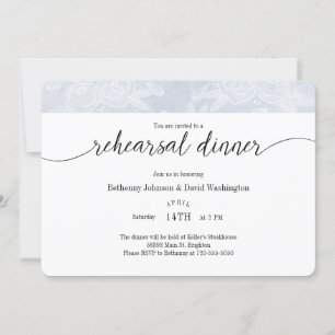 Blue Chalk Rehearsal Dinner Invitation Kaart