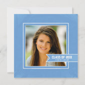 Blue Chalkboard Afstuderen Invitation with Photo Kaart (Achterkant)