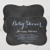 Blue Chalkboard Baby shower Invitation Kaart (Voorkant / Achterkant)