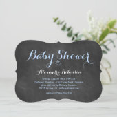 Blue Chalkboard Baby shower Invitation Kaart (Staand voorkant)