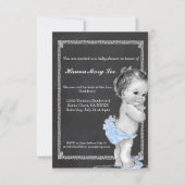 Blue Chalkboard  Baby shower Invitation Kaart (Voorkant)