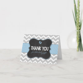 Blue Chalkboard boy baby shower bedankbriefjes Bedankkaart