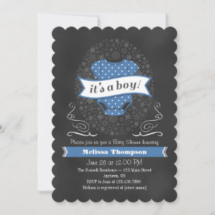 Blue Chalkboard Boy Baby shower nodigt uit Kaart