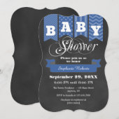 Blue Chalkboard Flag Baby shower Invite Kaart (Voorkant / Achterkant)