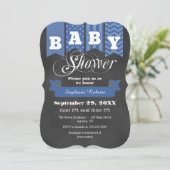 Blue Chalkboard Flag Baby shower Invite Kaart (Staand voorkant)