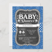 Blue Chalkboard Floral Baby shower Invite Kaart (Voorkant)