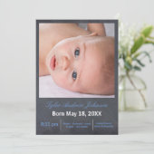 Blue Chalkboard foto - geboorteaankondiging Aankondiging (Staand voorkant)