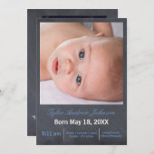 Blue Chalkboard foto - geboorteaankondiging Aankondiging (Voorkant / Achterkant)