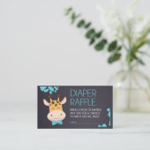 Blue Chalkboard Giraffe Luier Raffle Ticket Informatiekaartje (Staand voorkant)