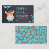 Blue Chalkboard Giraffe Luier Raffle Ticket Informatiekaartje (Voorkant / Achterkant)