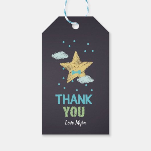 Blue Chalkboard Star Gift Label Cadeaulabel (Voorkant)