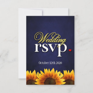 Blue Chalkboard Sunflower Wedding RSVP-kaarten RSVP Kaartje