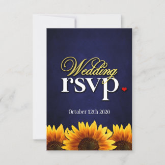 Blue Chalkboard Sunflower Wedding RSVP-kaarten RSVP Kaartje