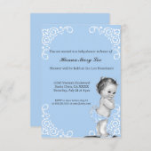 Blue Chalkboard Vintage Baby shower Uitnodiging (Voorkant / Achterkant)