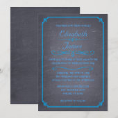 Blue  Chalkboard Wedding Invitations Kaart (Voorkant / Achterkant)