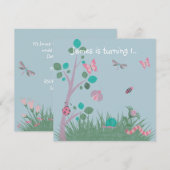 BLUE CHALKBOARD WOODLAND BUG BUTTERFLIES BIRTHDAY KAART (Voorkant / Achterkant)