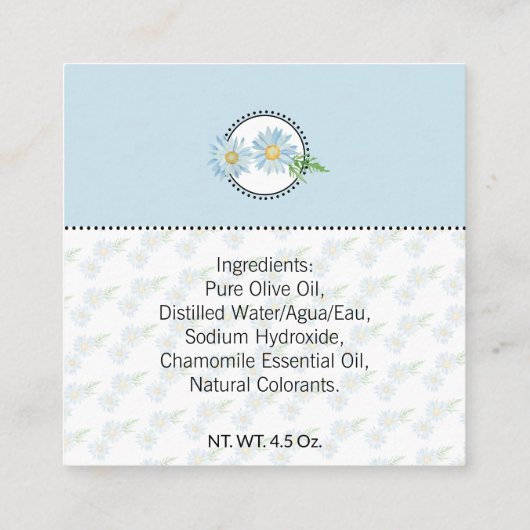 Blue Chamomile Homemade Bath & Body Gift Label (Achterkant)