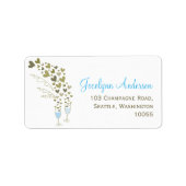 Blue Champagne Cheers & Love Vrijgezellenfeest Add Etiket (Voorkant)