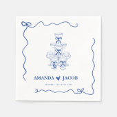 Blue Champagne Tower Wedding Cocktail Custom Servet (Voorkant)