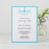Blue Chandelier Invitation Kaart (Staand voorkant)