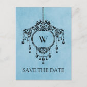 Blue Chandelier Save the Date Briefkaart (Voorkant)