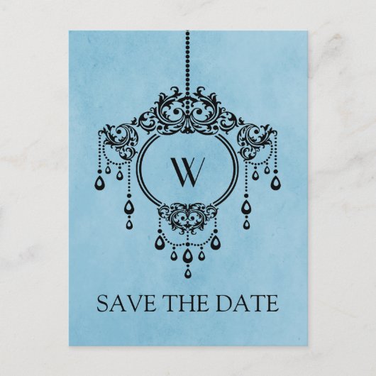 Blue  Chandelier Save the Date Briefkaart (Voorkant)