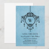 Blue  Chandelier Save the Date Invite Kaart (Voorkant / Achterkant)