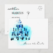 Blue Chandelier Save the Date Sjabloon (Voorkant / Achterkant)