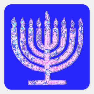 Blue Chanukah Menorah 4Ruth Vierkante Sticker