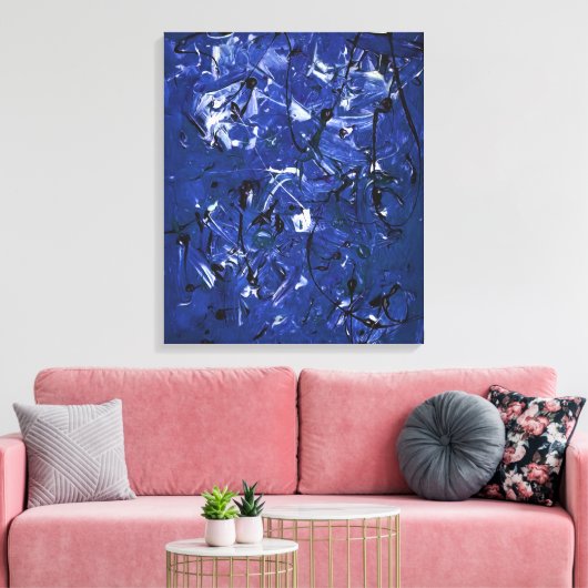 Blue Chaos Canvas Afdruk (Insitu (Woonkamer))