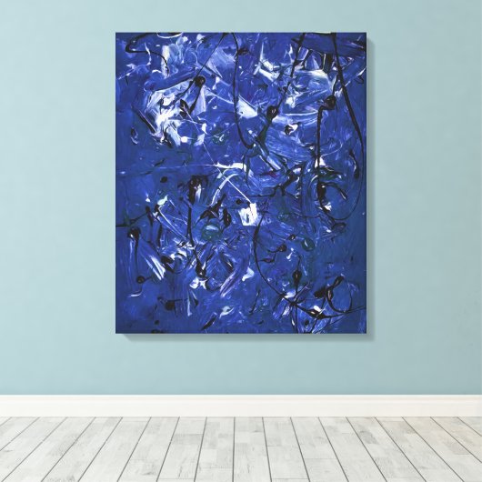 Blue Chaos Canvas Afdruk (Insitu (Houten vloer))