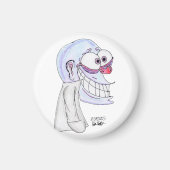 blue character smiling with coat magneet (Voorkant)