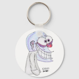 blue character smiling with coat sleutelhanger