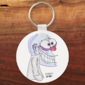 blue character smiling with coat sleutelhanger (Voorkant)