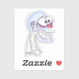 blue character smiling with coat sticker
