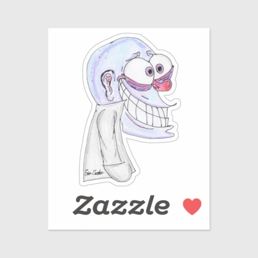 blue character smiling with coat sticker (Vel)