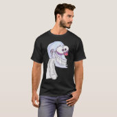 blue character smiling with coat t-shirt (Voorkant volledig)