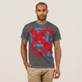Blue Charcoal Red Diagonal Abstract MCM-geïnspiree T-shirt (Voorkant volledig)