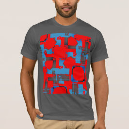 Blue Charcoal Red Diagonal Abstract MCM-geïnspiree T-shirt